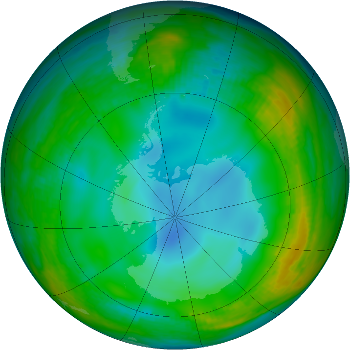 Antarctic ozone map for 03 July 1983